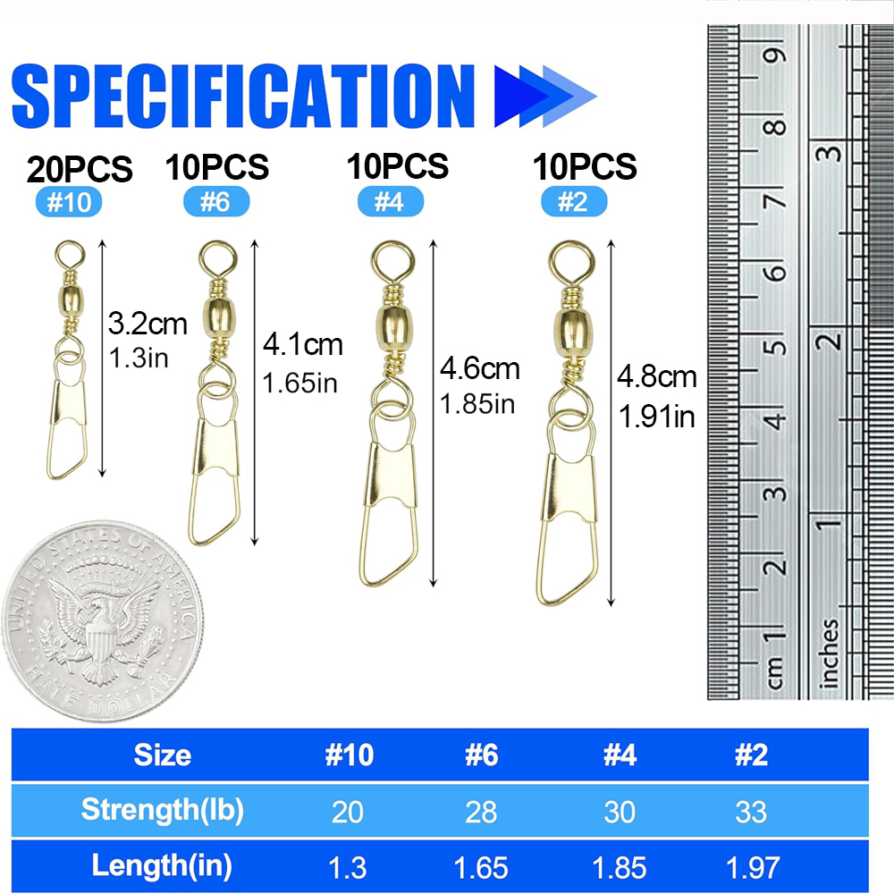 50Pcs Gold Fishing Barrel Swiv - Fishing Lure Accessories avis et prix