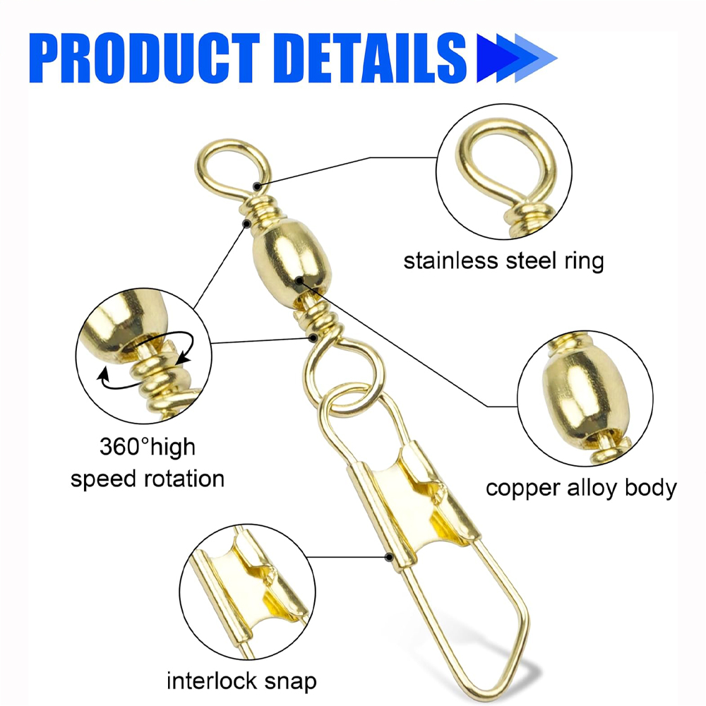 50Pcs Gold Fishing Barrel Swiv - Fishing Lure Accessories avis et prix