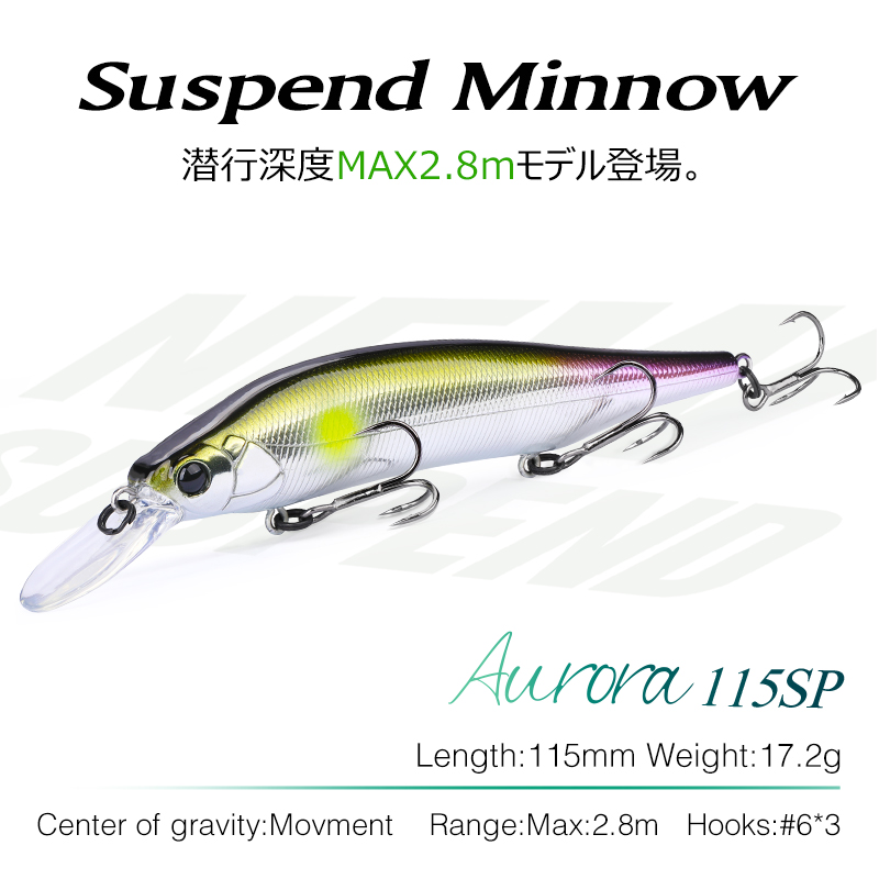 TSURINOYA 115mm 17.2g Suspendi - Fishing Lure Jerkbait avis et prix